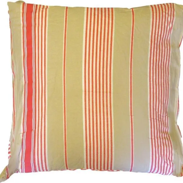 Marieke at Home Natural Stripe - Sierkussen - 50x50 cm - Red rood