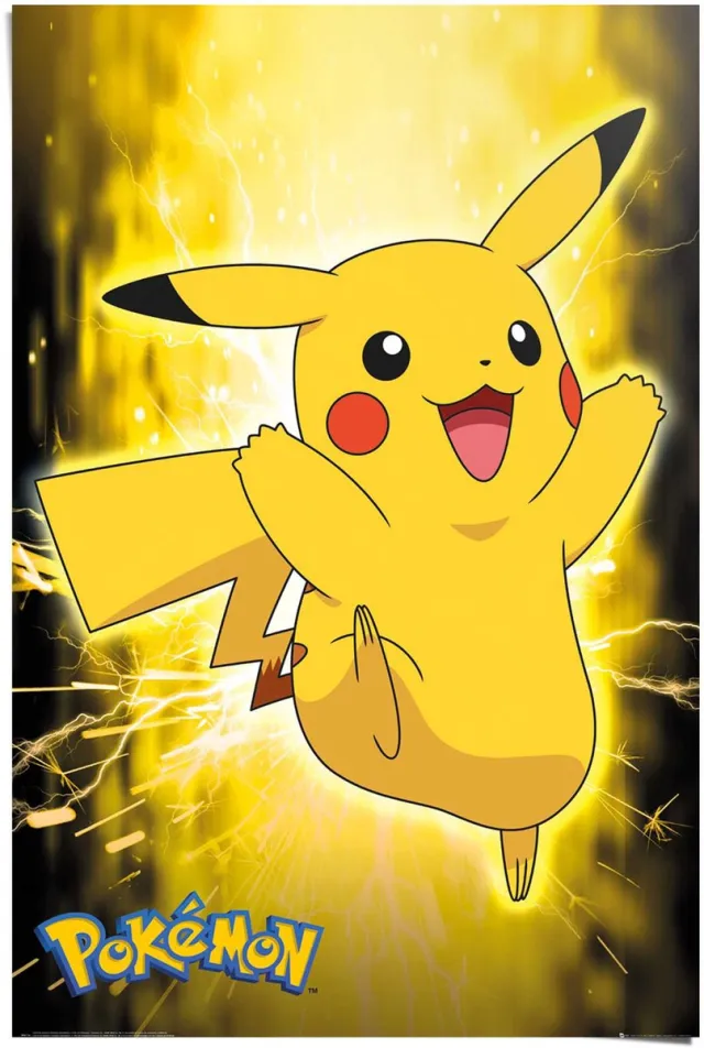 Reinders Poster Pokemon - Pikachu neon - 91,5 x 61 - Papier - REINDERS geel