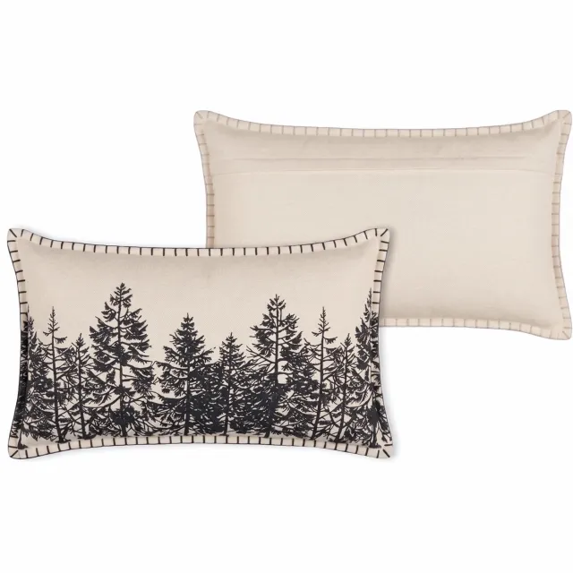 Stof Decoratieve kussen LANDRY kerstbomen, 35 x 60 cm Wit