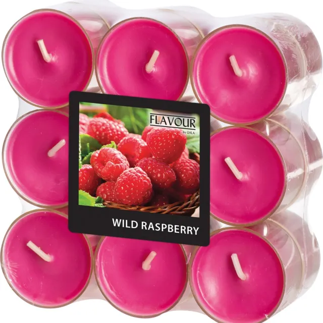 Conpax Candles Geur theelichtjes/waxinelichtjes - transparant - 18x - Wild Raspberry aroma - 6 branduren Fuchsia