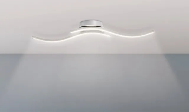 Trango Moderne LED Plafondlamp 3159 *WAVE* 2 Vlammen Lamp Arm Niet-Draaibaar Modern & Chic in Golfvorm - Plafondlamp 2x 5 Watt LED Module 2x 450 Lumen 3000K Warm Wit I Nikkel mat & chroom Nikkel-mat