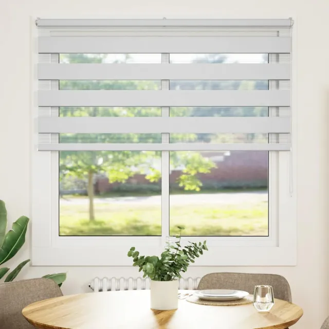 vidaXL Zebra Blind 140x100 cm stofbreedte 135,9 cm polyester wit