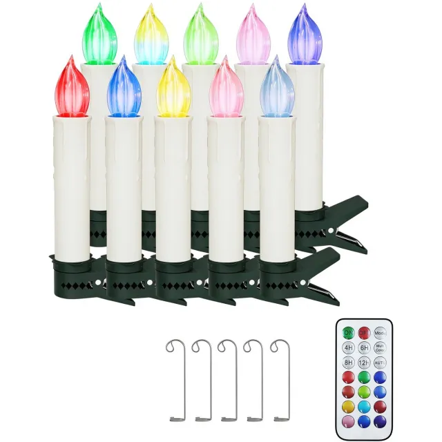 Froadp 20er LED-Kerzen Voor Kerstmis Draadloos kleurverlichting Met Timer, Afstandsbediening & Clips Voor Kerstboom, Kerstd decoratie, Feest & Huwelijksdecoratie, Dimmbaar Kleurrijk licht