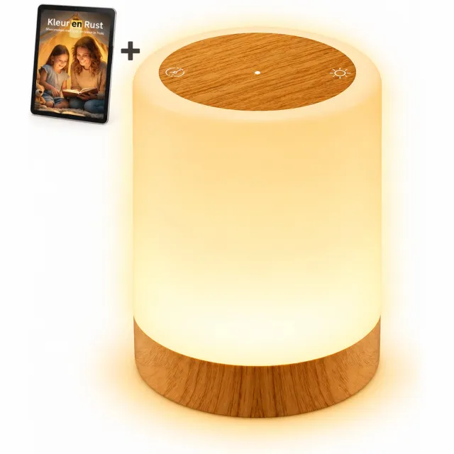 Glowy Nachtlampje LED - 1 Stuk - USB Oplaadbare Tafellamp - Warm Wit en RGB Kleuren - Touchbediening - Dimbaar - Timer en Geheugenfunctie