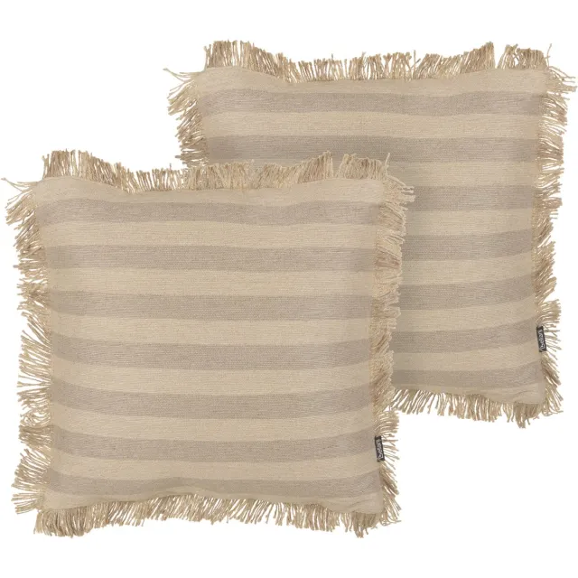 Beliani CIRSIUM - Sierkussen set van 2 - Beige - 45 x 45 cm - Jute