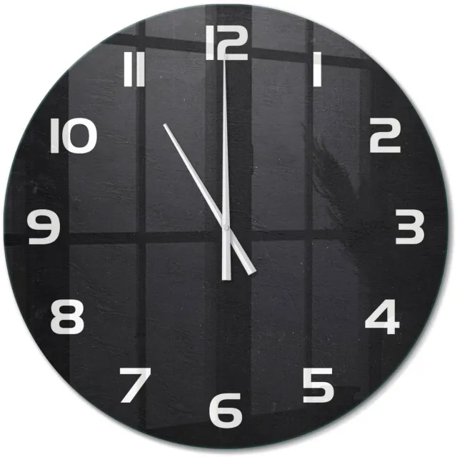 TULUP Wandklok - Prikbord Glazen Wandklok Design - fi60 cm - Zwart Klok Glas Met Opdruk - Witte handen - Ronde Klok - Wandklok Glas Met Motief - Decoratieve Glazen Klok