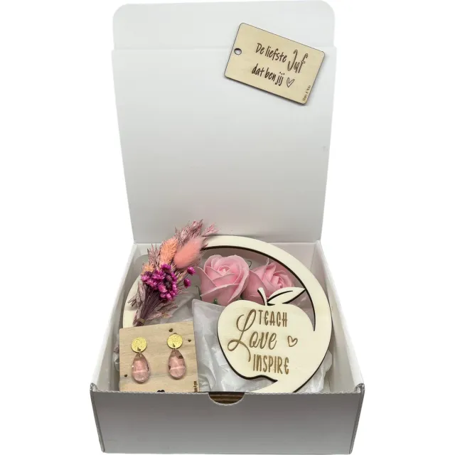 Stars 4 you Geschenkbox JUF | ROZE | flowerhoop | zeeproosjes | jij bent de liefste | liefste juf | topjuf | einde schooljaar | cadeau | cadeautje juf