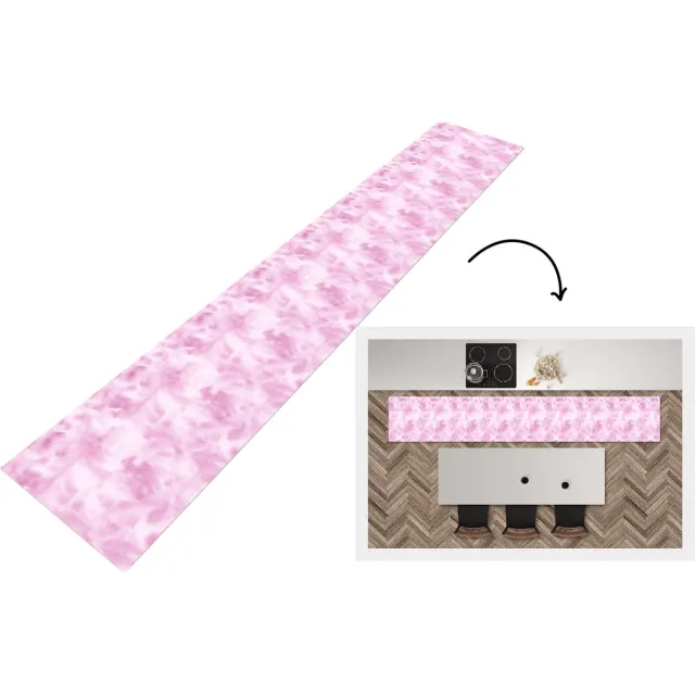KitchenYeah Keukenloper - Keukenmat - Patroon - Waterverf - Roze - Keuken vloerkleed Multicolor