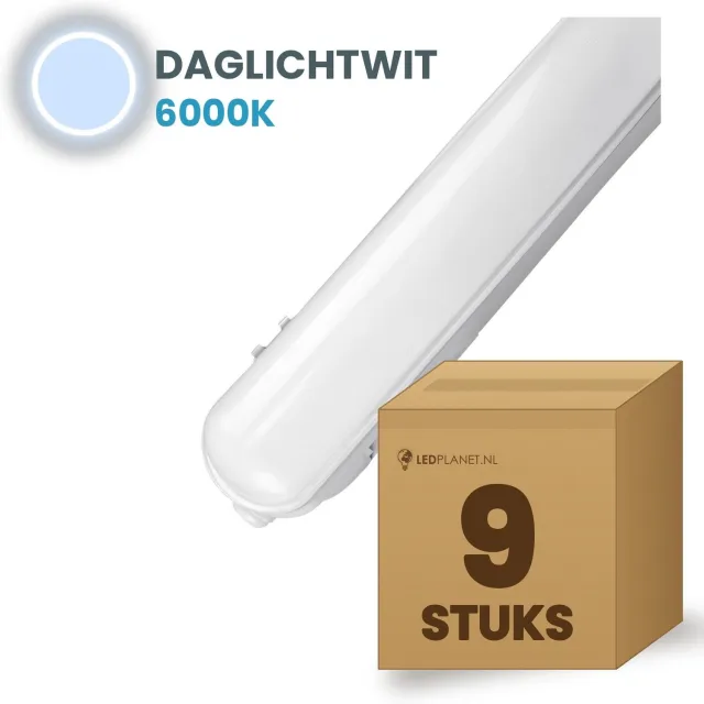 Tsong TL armatuur Tri Proof 1200mm 9 stuks - 36W 4500lm - Daglichtwit 6000K - Met noodverlichting - Niet koppelbaar - IP65 - 230V