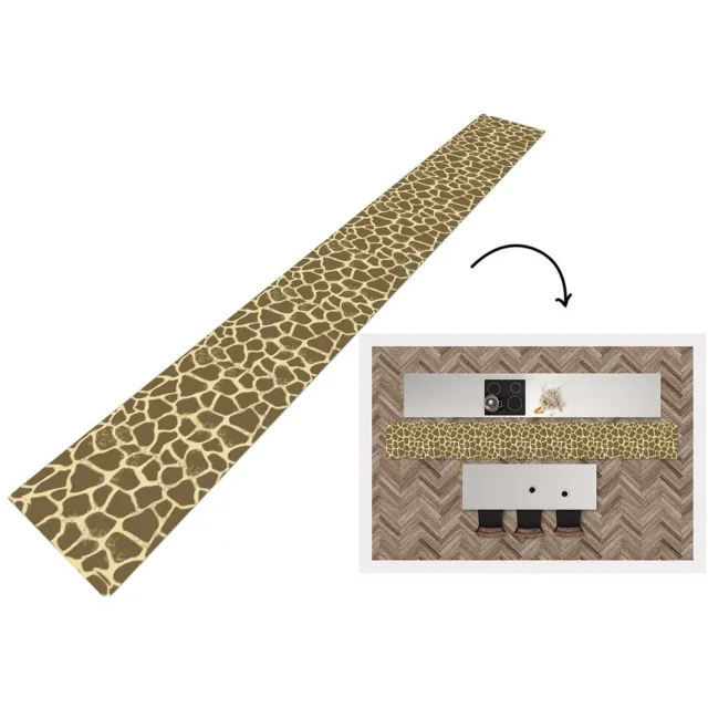 KitchenYeah Keukenloper - Keukenmat - Patroon - Giraf - Vacht - 400x50 cm - Keuken vloerkleed Multicolor