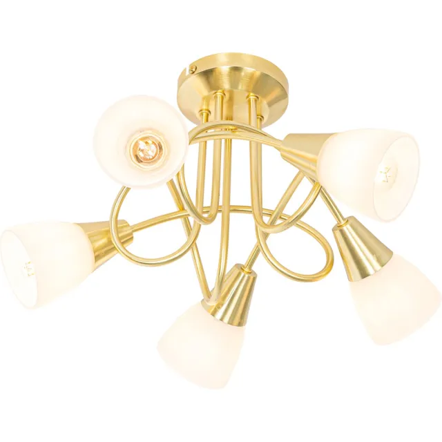 QAZQA inez - Klassieke Plafondlamp - 5 lichts - Ø 41 cm - Goud - Woonkamer | Slaapkamer | Keuken