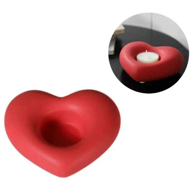 Sanorum 1stuk - Kandelaar - Keramische kandelaar - Ideaal als middelpunt voor bruiloften, feesten en romantische diners - Creatief ontwerp voor feestelijke decoraties en cadeaus - Hartvormige kandelaar - Mat Rood