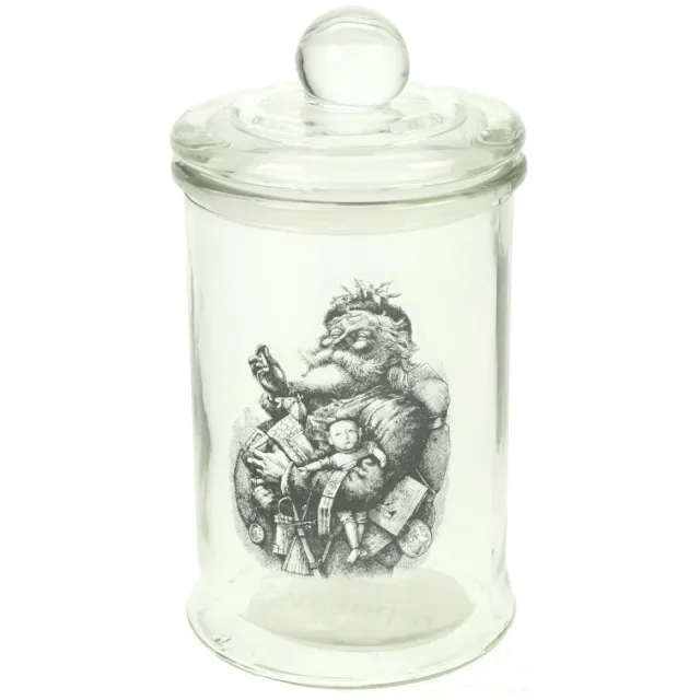 Department-M Glazenpot met deksel, Kerstman zwart/wit Ø10x18cm Zie foto
