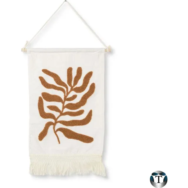 TheOldOmen Luxe Macramé Wandkleed | Koraalafdruk | Terra | 40cm x 57cm | Wandkleed | Wandhanger | Wandtapijten | Woondecoratie | Wonen | Bohemien | Stijlvol | Katoen | Franjes | TheOldOmen