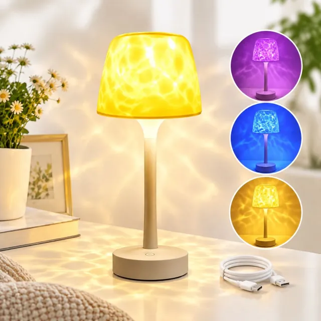 VHV Ryoudavell 2-in-1 Watergolf Sfeerlamp - 16 Kleuren RGB Projector - Oplaadbaar Touch Wit