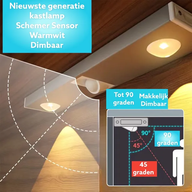 Q-Time LED | wandlamp | USB oplaadbaar | magnetische Sensorlamp | Kastlamp | warmwit licht. Natuurlijk wit