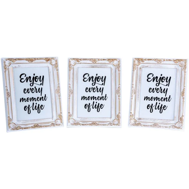 Famanu 3-delige set fotolijstjes 13x18 cm in wit en goud, barok stijl, antiek portretlijst voor het tonen van foto's. Een veelzijdige en handige keuze voor dagelijks gebruik in en om het huis.