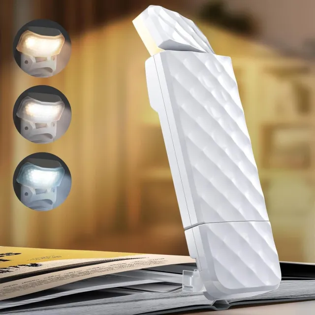 KZQ Boeklamp clip - Oplaadbare leeslamp met 3 kleurtemperaturen en dimfunctie - Voor boekenliefhebbers, nachtlezen, reizen - Warm amber, USB-C wit