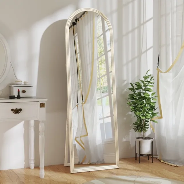 STILVORA Staande Spiegel 50 x 160 cm Vrijstaand En Wandmontage Met Boogframe Kunststof En Glas Wit Voor Slaapkamer En Hal