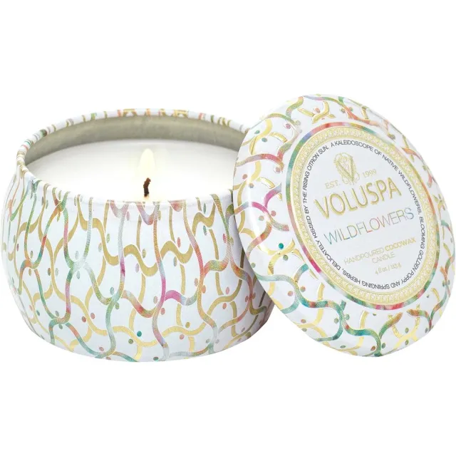 Voluspa Wildflowers Mini Tin Wit-Goud-Roze