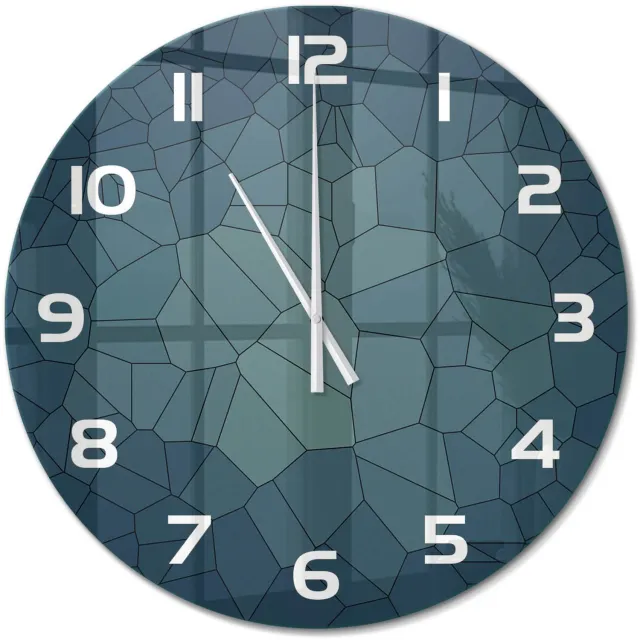 TULUP Wandklok - Abstracte achtergrond Decoratieve Glazen Klok - fi60 cm - Blauw Glazen Wandklok Design - Witte handen - Ronde Klok - Glazen Klok Met Print - Wandklok Glas Met Motief
