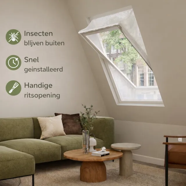 Aventara Dakraam Hor – 78 x 140 cm – Geschikt voor Velux: MK08 (GGL 2, 308, m08) Fakro/Optilight: Maatcode 07 Insect Raamhor - Insecten Plissé - Vliegenhor – Gaas - Inbouw Zonder boren Wit 78 x 140