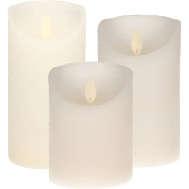 Anna's Collection Set van 3x stuks Sneeuw Witte Led kaarsen met bewegende vlam - Sfeer stompkaarsen voor binnen