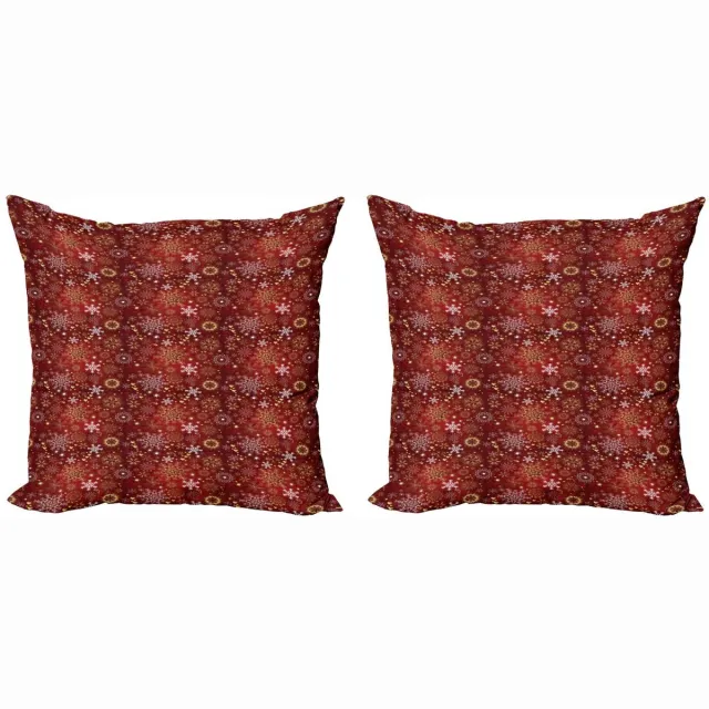 ABAKUHAUS Kussenhoesenset – 2x50x50 cm – Dubbelzijdig bedrukt – Rood/Wit/Geel