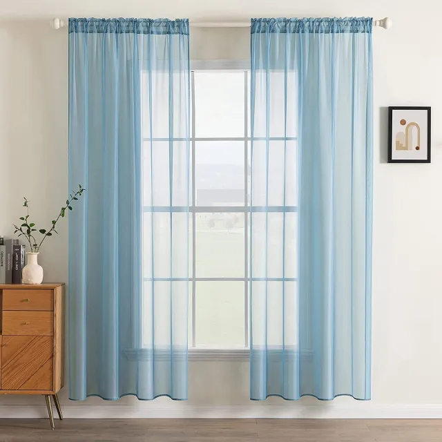 Miulee Premium Vitrage – Woonkamer Raam Accessiores – Curtains – Voile Grijs/blauw