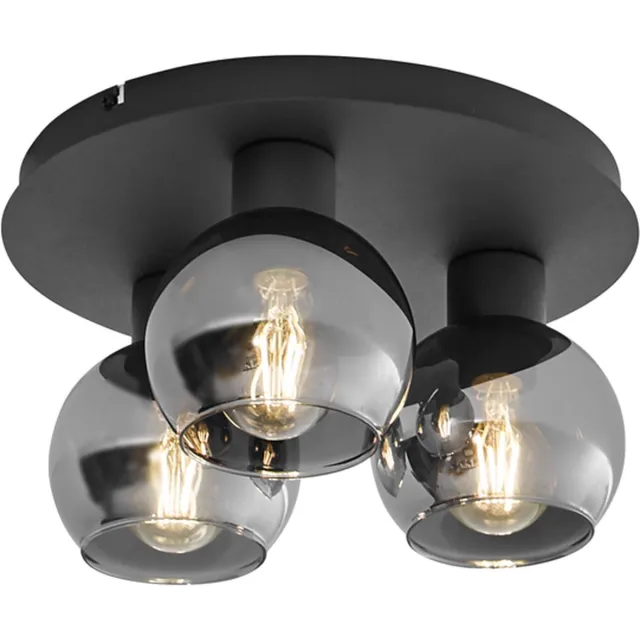 QAZQA vidro - Art Deco Plafondlamp - 3 lichts - Ø 32 cm - Grijs - Woonkamer | Slaapkamer | Keuken