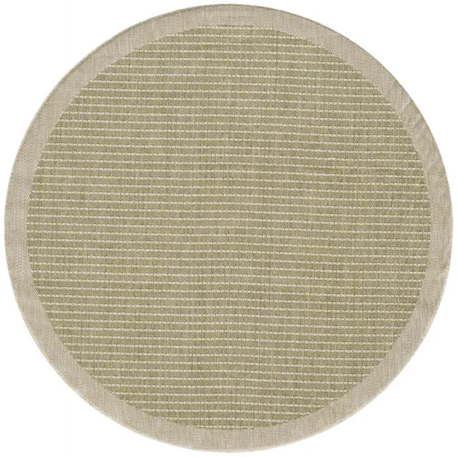 Giza Vloerkleed – Groen met Kader – Laagpolig & Modern – Voor Binnen & Buiten – 160x160 cm rond