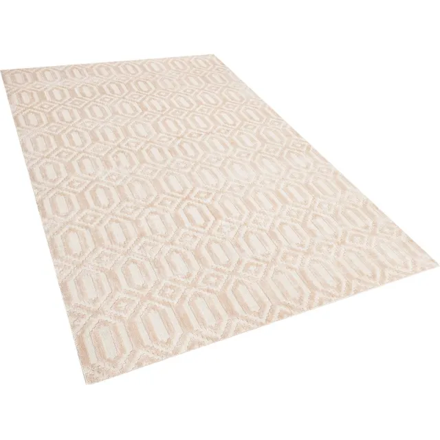 Beliani ADATEPE - Laagpolig vloerkleed - Beige - 140 x 200 cm - Viscose