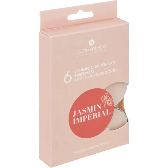 Atmosphera Créateur d'intérieur® Atmosphera Createur D'Interieur - Geur Theelichtjes - Geurkaarsen - Waxinelichtjes - Geurende Theelichtkaarsen - Scented Tealight Candles - Keizerlijke Jasmijn - Jasmin Impérial - 1 doosje met 6 waxinelichtjes Roze