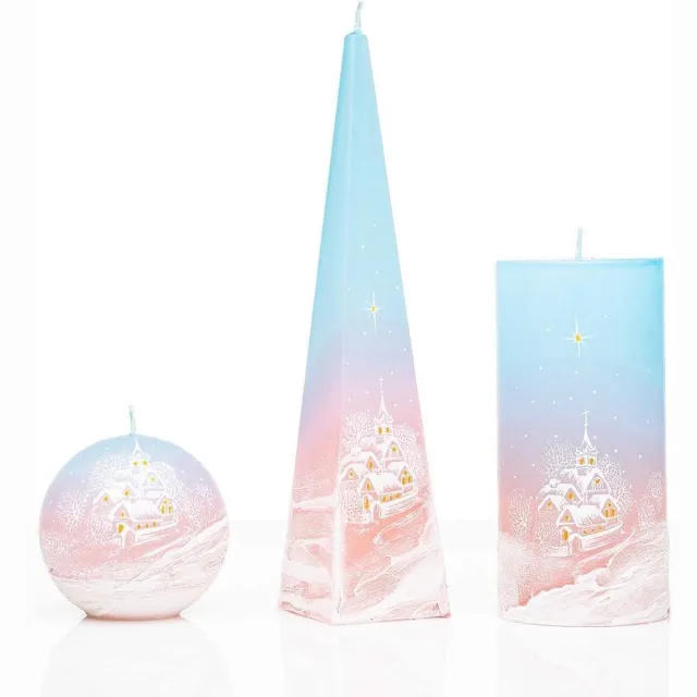 Jakelis Kaarsen - Set Handgeschilderd - Winter - Kerst - Kerstverlichting Wit