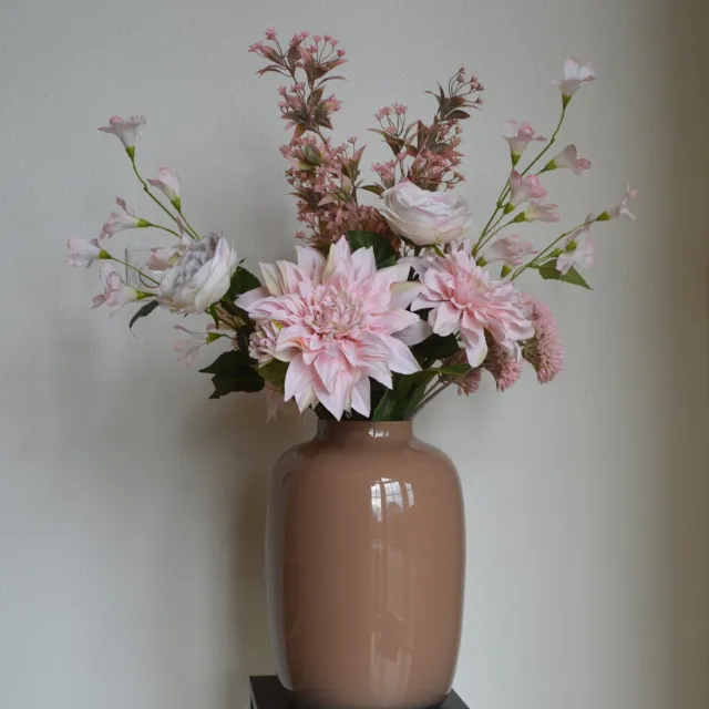 Woonyard Luxe kunstboeket roze – 11 stelen – realistisch zijden bloemen – exclusief vaas – Woonyard Roze, Oudroze