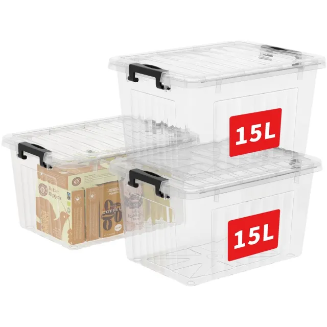 Ibenzoa Transparante Plastic Opbergdoos Set - 15 Liter