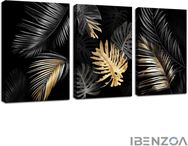 Ibenzoa Canvasfoto's - Abstract Zwart Goud - 150 x 70 cm - Canvas Zwart;Goud