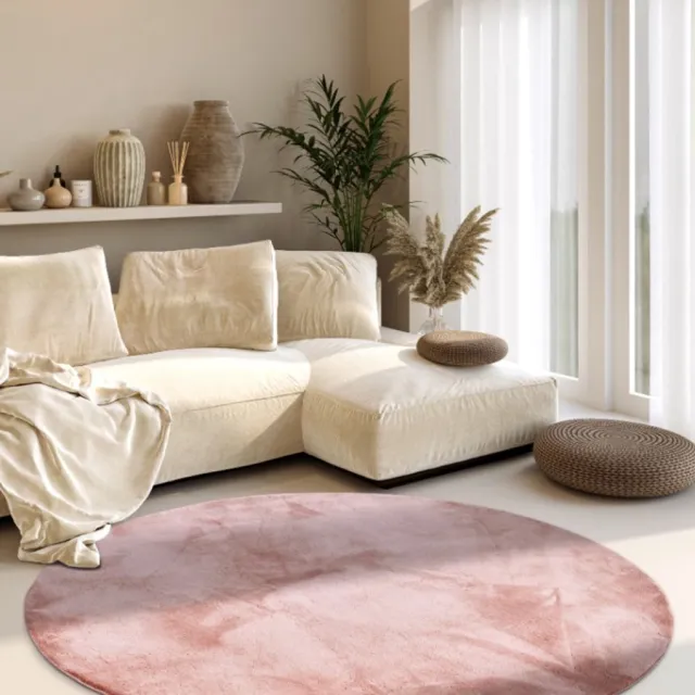 Villeroy & Boch Rond Effen Vloerkleed - Roze - Laagpolig Tapijt - Ø 160 cm rond