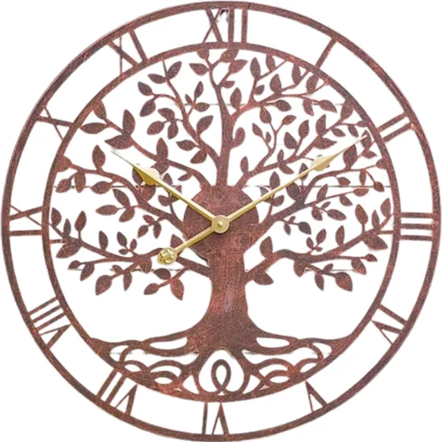 Smart Garden Products Tuinklok Tree of Life - 60 cm - Kwarts - Romeinse cijfers Brons