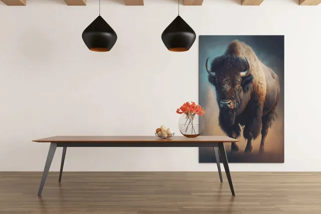 Trendex Global Canvas Schilderij - Dieren - Bizon - 60x40x2 cm Bruin