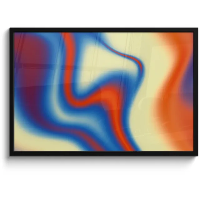 FrameYourWall Poster in lijst - Fotolijst 90x60 cm - Posters - Golven - Kleurrijk - Abstract - Posterlijst zwart - Decoratie - Wanddecoratie woonkamer - Muurdecoratie slaapkamer