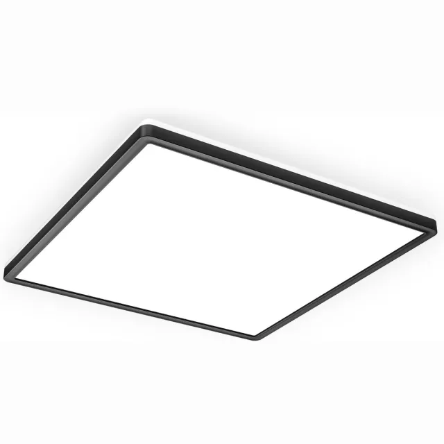B.K.Licht LED Plafonniére - zwart - led paneel - plafondlamp - l: 29.3cm - 4.000K - 2.400Lm - 18W Zwart (hoekig)