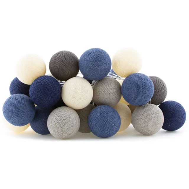 Cotton Ball Lights LED lichtslinger voor binnen - Handgemaakt en Fairtrade - 35 lampjes - Steel Blue
