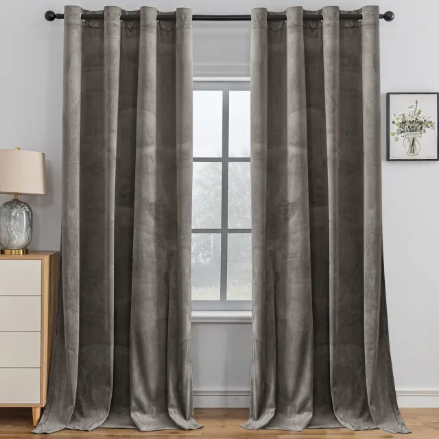 Ibenzoa Verduisterende Fluweel Gordijnset – 2 Stuks, 140x300 cm – Thermisch Isolatiepaneel met Geluidsdemping grijs