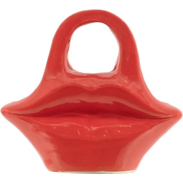homebound by ky Aardewerk vaas lips rood | bloemenvaas | 21x8x18,5cm