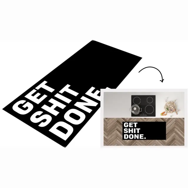 KitchenYeah Keukenloper - Loper keuken - Get shit done - Spreuken - Quotes - Keukenloper vinyl Multicolor