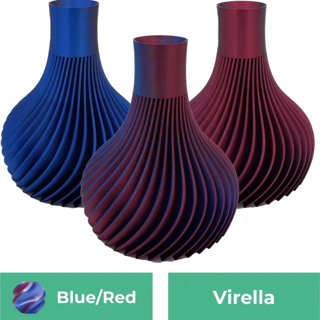 Lovora Virella moderne vaas – Decoratieve vaas - Blauw / Rood - 3d geprinte vaas – geschikt voor droogbloemen - 20CM