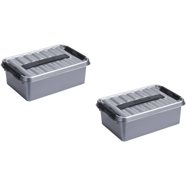 Sunware 5x stuks sunware q-line opberg box/opbergdoos - 12 liter - 40 x 30 x 14 cm - kunststof - opslagbox - grijs