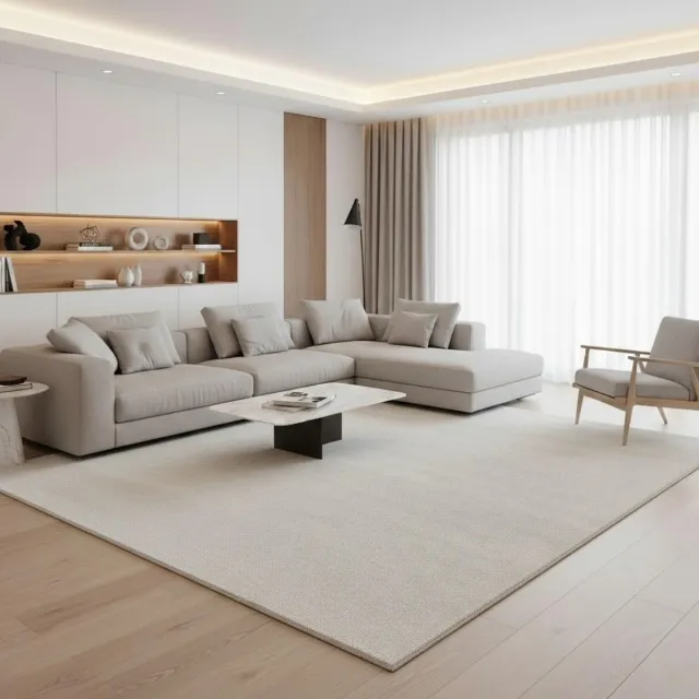 Unyqoos Effen laagpolig tapijt voor diverse ruimtes in crème-wit 140x200 cm Creme wit