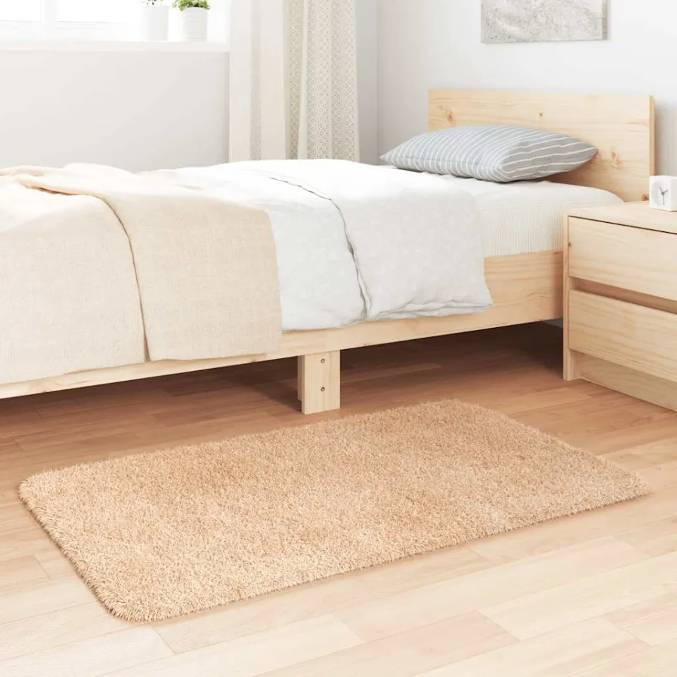 vidaXL Hoogpolig vloerkleed NAVARRA 60x100 cm polyester beige, foto 3
